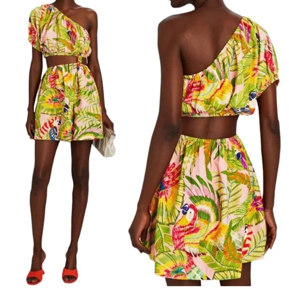 chinese dress ladies Farm Rio Midnight Macaw Fiesta Black Sleeveless Mini Dress main image 1